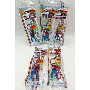 Vintage Crazy Straws Krazy Kooky Green Red Blue Twisted Plastic Striped 5 packs
